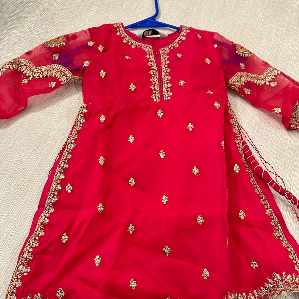 Pink and Gold Embroidered Dress